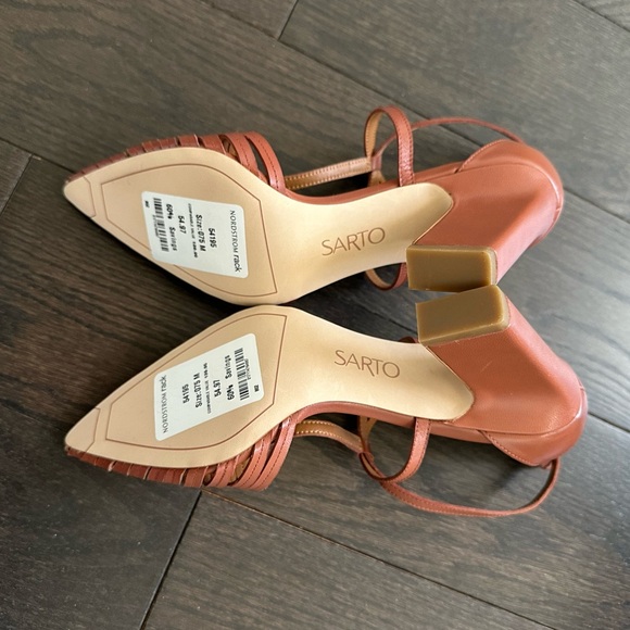 Franco Sarto Saira Ankle Strap Heels Leather Brown Size 7.5 M T-Strap Sandals - Picture 4 of 5